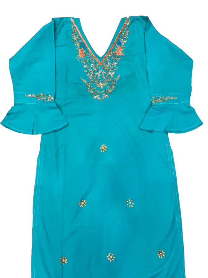 Sky Blue  Suit With Zari Work