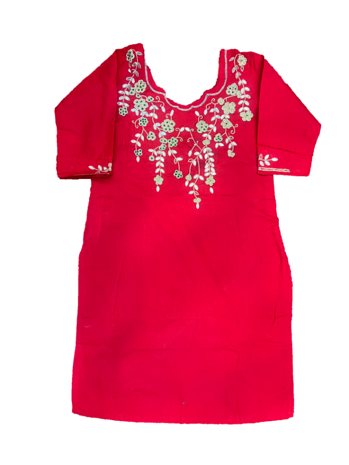 Tyrian Red Suit With Zari Work