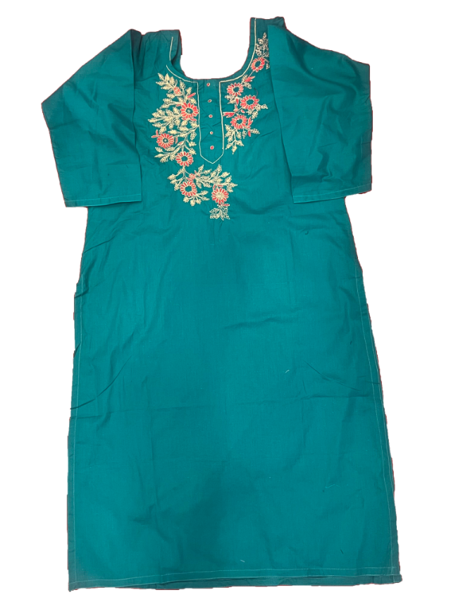 Aqua Pantone Suit With Zari Work