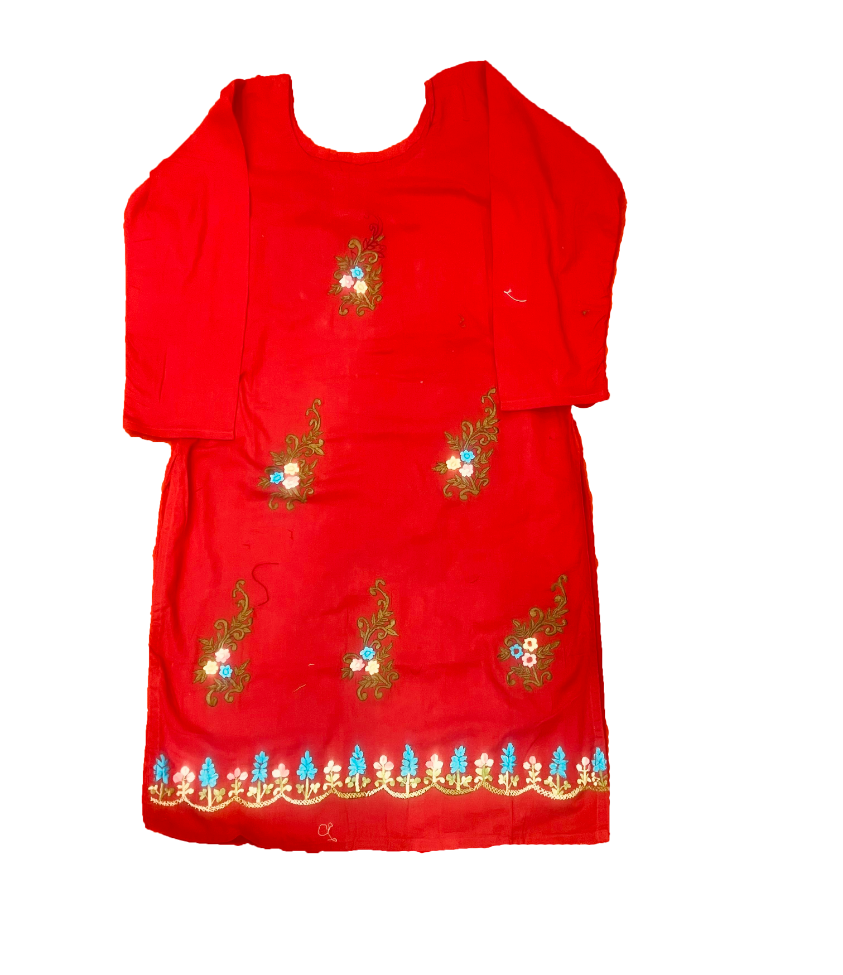 Electric Red  Suit With Zari Work